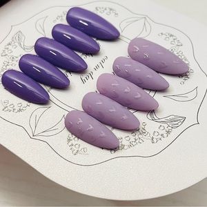 Purple Heart handmade gel nail, art nails, press on nail, fake nail